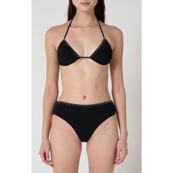 NWOT Marysia Sole Triangle Bikini Top Size Large Black Stitch Detail B/C Cup 1 - Picture 10 of 13